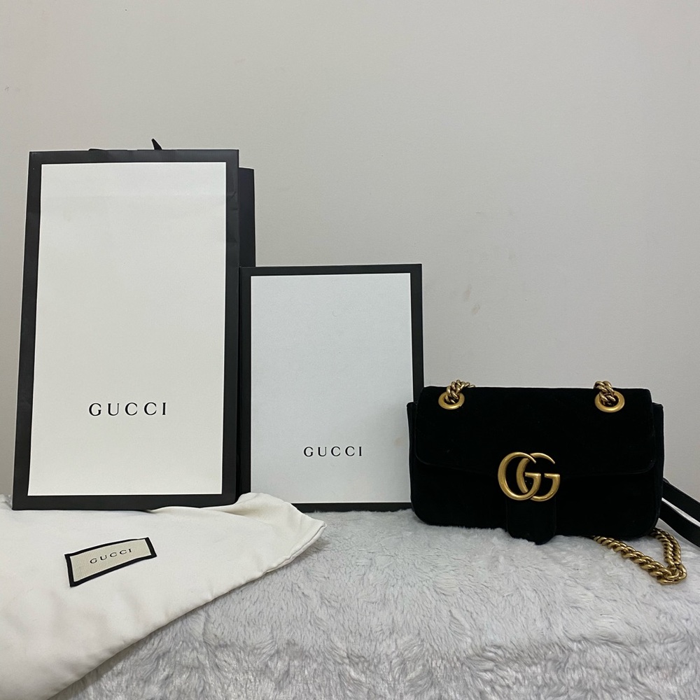 Gucci GG Marmont black Velvet mini bag